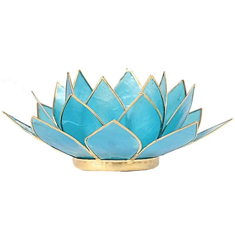 Lotus bougeoir chakra 5 - bleu clair