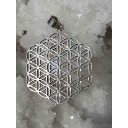 Pendentif Fleur de Vie Hexagonal en métal argenté